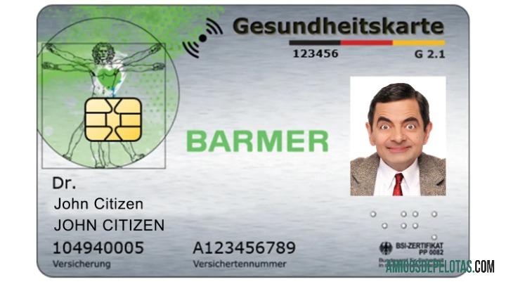 Cartão de seguro saúde da Alemanha Barmer Health Insurance Company amostra